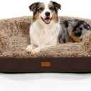 iweepet Orthopedic Dog Beds for Medium & Large Dogs, 41" x 32.6" x 7.7" Supportive Dog Sofa Bed with 28D Egg-Crate Foam, Removable Washable Cover, Waterproof Lining, for Puppy,Senior,Sick, Brown