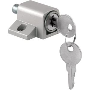 Prime-Line U 9861 Sliding Door Keyed Lock, Push-In  Replace Broken Parts and Add Additional Home Security, Painted Diecast Case, Aluminum Finish (Single Pack)
