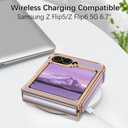BENTOBEN for Samsung Galaxy Z Flip 6 5G Case, Cute Heart Luxury Gold Plating Slim Flexible TPU Bumper Protective Galaxy Z Flip6 Cover, Women Girls Phone Case for Samsung Z Flip 6 6.7'',Purple