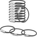 CooBigo 25 Pack Cable Key Ring 4 Inch Luggage Tag Loops Wire Key Chain Cable 2mm Key Rings for Car Keys Wire Keychain Dog Tag Ring - Black