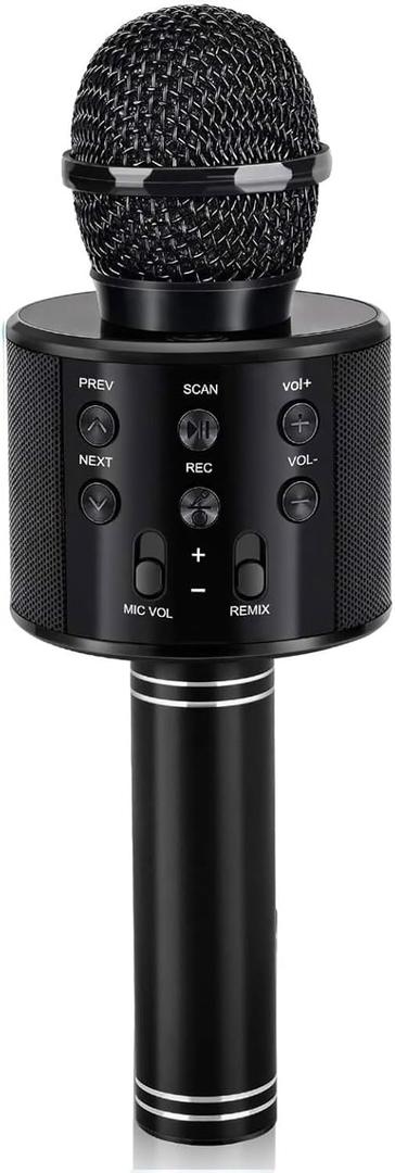 Kids Toys Age 3-12, Karaoke Microphone for Kids Birthday Presents Gifts for 5 6 7 8 9 10 11 12 Year Old Girls Boys Toys for 4-11 Year Old Girl Boy Teen - Black