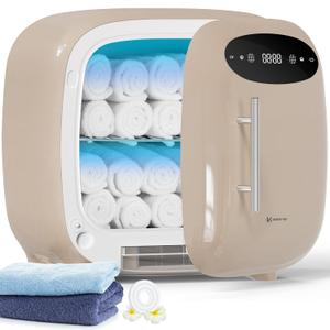 Keenray Hot Towel Warmer Cabinet, Professional Spa Towel Warmer with Digital Screen, Adjustable Timer and Delay, Customized Fragrance, Heat Dry & Wet Towels for Spa, Salon, Home 14L Brown