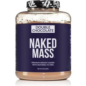 NAKED Double Chocolate Mass - 1,260 Calories, 50G Protein, Nothing Artificial. All Natural Weight Gainer Protein Powder - 8Lb Bulk, GMO Free, Gluten Free & Soy Free, Best By: 06/2027