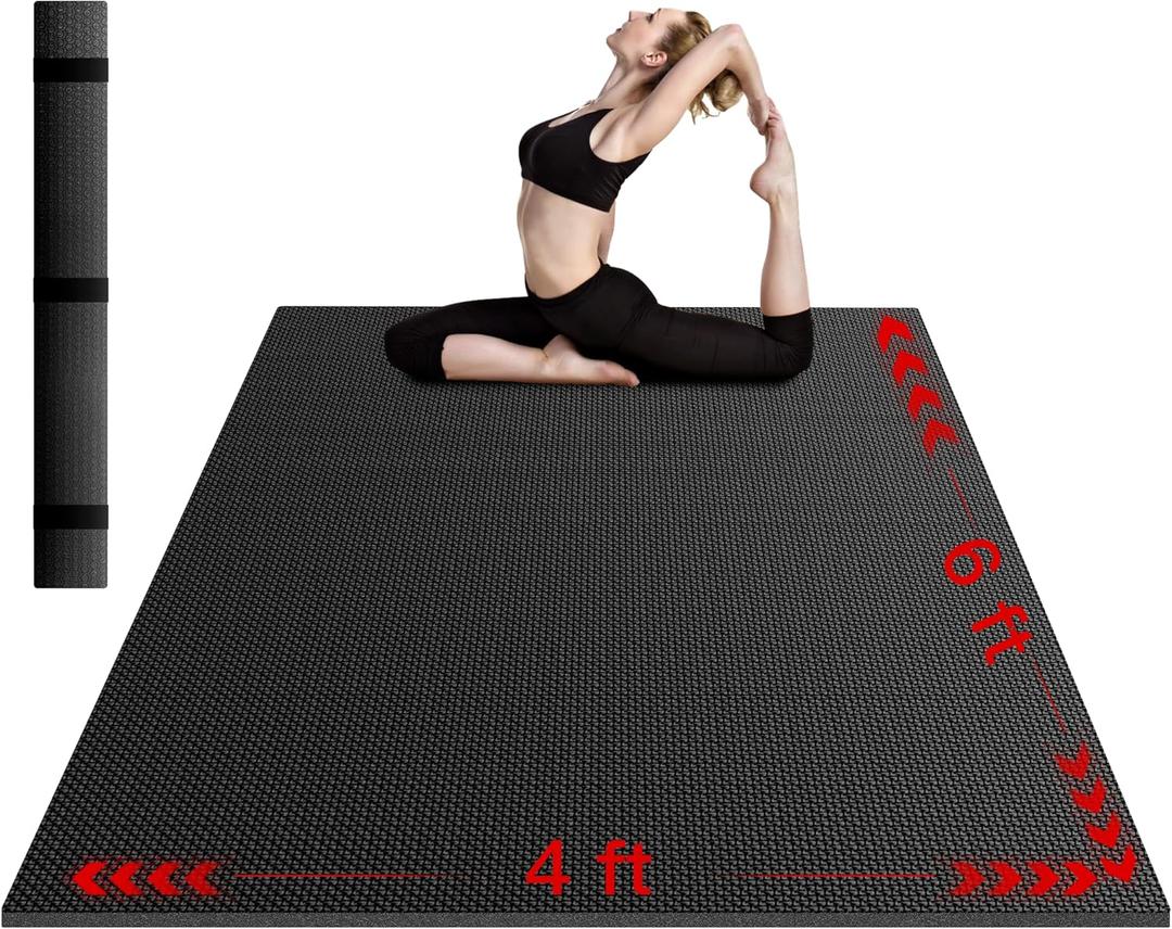 VTORY Extra Thick Large Exercise Mat, 6'x4'/7'x5'/8'x6'/10'x6'x8mm(1/3 inch) , Non-Slip, PVC, Ultra Durable, Heavy-Duty Mat, Shoes-Friendly, High-Density, Large Wide Yoga Mat, Workout Mat for Home Gym, Cardio, Strength, HIIT, MMA