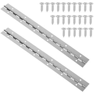 Pack of 3 12 Inch Piano Hinges, 2Pcs Boat Hinge, Stainless Steel Continuous Hinge with Screws and Pre-Drilled Holes, Heavy Duty Stainless Pianos Hinges for Piano, Boats Cabinets, Wooden Box, 24 Screw Included