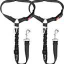 SlowTon Dog Seat Belt for Car, Pack of 2 Dog Car Harness Seatbelt Adjustable with Elastic Bungee Buffer, 2 in 1 Pet Car Leash Headrest Restraint Dog Reflective Safety Tether (Black, Headrest+Clip)