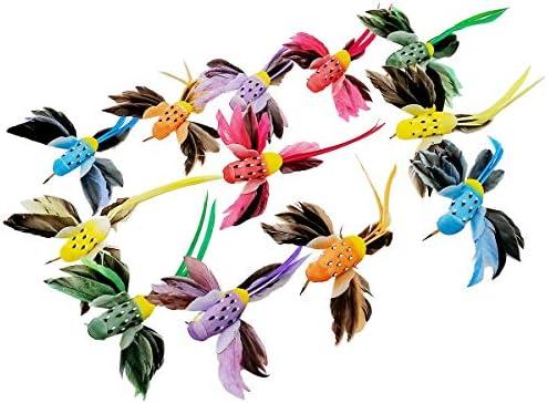 LWINGFLYER 12pcs Artificial Humming Birds Realistic Flying Hummingbird Clip on Christmas Tree Ornaments 5.5inch for Wreath Crafts Wedding Party Decoration