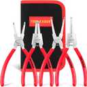 TOOLEAGUE 4 Pcs Snap Ring Pliers Set, Circlip Pliers, 9 inches Internal/External Heavy Duty for Ring Remover Retaining Straight Bent Lock Ring Pliers Set (Red)