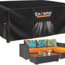 Enzeno Patio Furniture Set Cover, Outdoor Sectional Sofa Couch Set Covers Waterproof, Garden Dining Table Chair Set Cover Outside Rectangular Heavy Duty Weatherproof 90" L x 65" W x 28" H Black