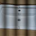 24"x14"Wall Mount Sink,Small Wall Mounted Bathroom Sink,Wall Hung Ceramic White Rectangular Floating Wash Hand Basin Small Bathroom Sink Lavatory Vanity With Single Faucet Hole and Overflow