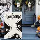 2 x Halloween Peeking Monster Garden Flag, Welcome Garden Flag Halloween Yard Double Sided Burlap Holiday Farmhouse Home Outdoor Yard Decor 12 x 18 In