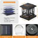 Fence Post Solar Lights, Crackle Glass Solar Post Cap Lights, 20 Lumens, Warm White & RGB Automatic Cycling 2 Modes for 3.6x3.6 4x4 4.5x4.5 5x5 Vinyl Wooden Posts Decoration, Black (6 Pack)