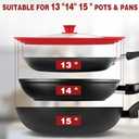 13-14-15 in Universal Lid for Oversized Pots, Pans and Skillets, Extra Large Pot Lid Tempered Glass Lid with Heat-Resistant Silicone Edge, Cookware Lids, Replacement Frying Pan Cover