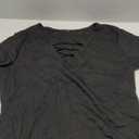 HERILIOS Women Casual Short Sleeve Tunic Tops V-Neck T Shirts Criss Cross Ribbed Slim Fitted Blouse, Size XL