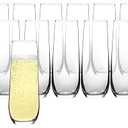 FAWLES Stemless Champagne Flutes Set of 12, Crystal Glass, 8 oz Champagne Glasses, Prosecco Mimosa Glasses Set