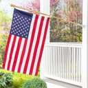 Evergreen 28" x "44" Patriotic American Flag Includes Tangle Free Wooden Pole & Bracket | Outside House Dcor | Heavy Duty Outdoor Premium 310D | Embroidered Stars and Stripes | USA Residential or