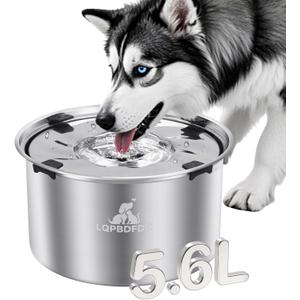 Dog Water Bowl No Spill, 5.6L/1.5 Gallon No Drip Slow Drinking Dog Water Bowl Dispenser Spill Proof, Large Stainless Steel Slobber Stopper for Messy Drinkers, Small Medium & Large Dogs