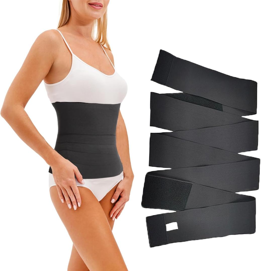 Waist Trimmer Belt for Women Plus Size - Long Torso Tummy Wrap & Postpartum Support, Sweatproof Latex Shaper for Daily Use, Adjustable Gym Slimming with Back Roll Control (Black)