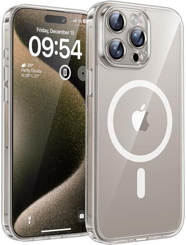 TOCOL Magnetic for iPhone 15 Pro Max Case Clear, Upgraded Full Camera Protection, Compatible with MagSafe, Non-Yellowing, Phone Bumper 6.7-Inch (Clear)