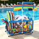 Pool Float Storage Bin, Mesh Organizer for Pool Noodles Holder, Pool Toy Storage, Ultimate Outdoor Pool Toy Storage Bin for Noodles, Toys, Floats, 650Gallons, 63’’ L Extra Large Pool Storage Cart
