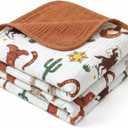 Breling Western Cowboy Muslin Baby Blankets for Girls Boys, 100% Cotton Crib Blanket for Infant Toddler, 40 x 36 Inch Soft and Lightweight Nursery Swaddling Wrap
