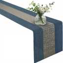 FAVE Woven Indigo Blue Table Runner Woven with Golden Threads 120x12 Inches Heat Resistant Dining Table Runner for Wedding, Banquets, Birthday, Party, Restaurant Decorations (Indigo Blue, 12x120)