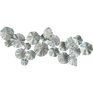 Nearly Natural 5ft. x 2ft. Coastal Floral Metal Montage Wall Art Decor,Silver
