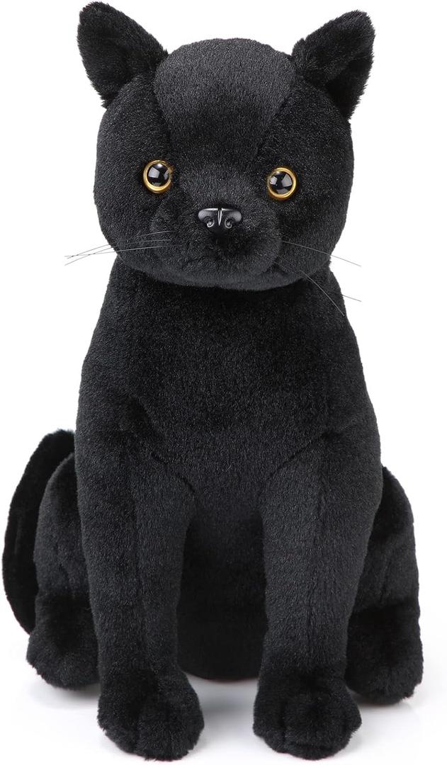 HyDren 13 Inch Halloween Black Cat Stuffed Animal Plush Realistic Cat Stuffed Animal Soft Cute Kitten Plushies Pillow Toy Gifts for Kids Adults Christmas Birthday Party Favors Home Decor Supplies