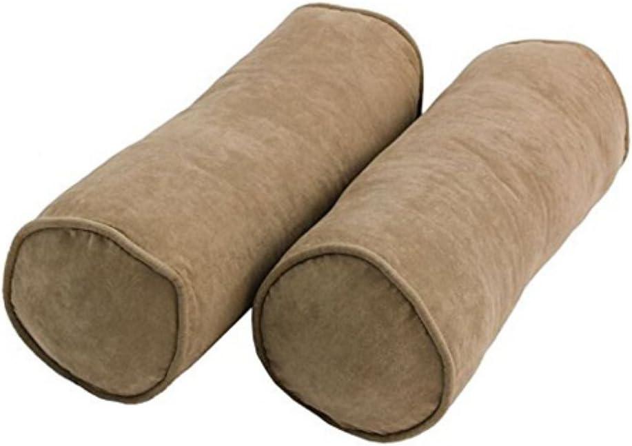 Blazing Needles Corded Microsuede Bolster Pillow, 20" x 8", Java 2 Count