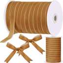 Chuangdi 5/8 Inch, 30 Yard Christmas Velvet Ribbon Vintage Khaki Ribbons for Gift Wrapping Christmas Tree Ornaments Xmas Party Decoration Wreath Crafts Bow Making