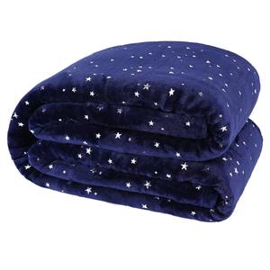 Fleece Blankets 66" X 78" Star Foil Print,Luxury Cozy Microfiber Blanket,Super Soft Flannel Fuzzy Blanket,Navy Blue