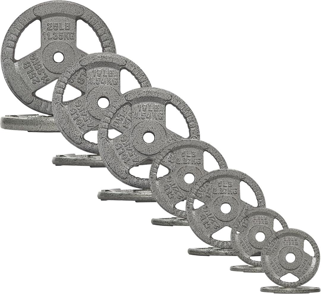 Fitvids Standard Cast Iron 1-Inch Weight Plates for Strength Training & Weightlifting, 35LB/70LB/120LB (Gray)