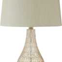 Signature Design by Ashley Latoya Contemporary 25" Curved Glass Table Lamp, Champagne