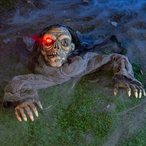 JOYIN Halloween Decorations Outdoor Zombie Groundbreaker with Decayed Face and Flash Eyes, Halloween Outside Decorations Scary Zombies Prop for Yard Graveyard Lawn Cemetery Decor