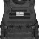 CVLIFE Tactical Vest with Zipper Bag Molle Webbing System Outdoor Vest Adjustable Belt Breathable Weight Vest for Training Activity Black