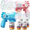 EagleStone Bubble Guns Machine for Toddlers, Automatic Light Up Bubble Blower with 4 Pre-Filled Bubble Solution, 10,000 Bubbles/Minute, Outdoor, Birthday, Easter, for Boys and Girls 3+