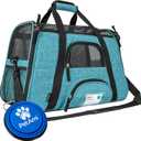 PetAmi Airline Approved Pet Carrier for Cat, Soft Sided Dog Carrier for Small Dog, Cat Travel Supplies Accessories Indoor Cat, Ventilated Pet Carrying Bag Medium Large Kitten Puppy, Large Heather Blue (Large - 19.5"L x 10.2"W x 12"H)