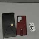 for Samsung Galaxy S25 Ultra Case with Stand, Anti-Slip Shockproof Loop, Compatible with MagSafe, Magnetic Protective Leather Case with Camera Lens and Screen Protector, Burgundy