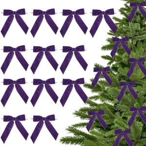 2 x 3.5" Purple Velvet Ribbon Bows, 12 Count - Pre-Tied Bows for Valentines, Christmas, Weddings & More