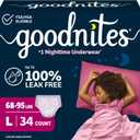 Goodnites Girls' Nighttime Bedwetting Underwear, Size Large (68-95 lbs), 34 Ct (2 Packs of 17)