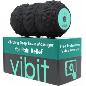 Vibit - Vibrating Massager for Plantar Fasciitis, Pain Relief and Sciatica, Foot and Body Portable Massage Roller, Deep Tissue Pain Relief from Feet to Neck, Electric, 3 Vibration Levels (Black)