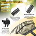 Garden Rake for Leaves: 18 Wide Metal Leaf Rake, 65 Long Adjustable Handle, Heavy Duty 25 Teeth, Fast Kids Women Large Lawn Yard Garden Leaf Cleanup Gardening Rakes: Grass,Debris,Pine Needles Pick