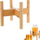 Drink Dispenser Stand Adjustable Drink Dispenser Holder Water Dispensers Stand to Fit Various Sizes of Glass and Plastic Water Dispensers - Holds 1-2 Gallons - Bamboo Wood