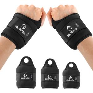ELEAMY Wrist Weights with Thumb Loops Lock for Women & Men, Suitable for Walking, Running, Yoga, Aerobics，Wrist & Ankle Weights Strength Training (1.5lb x 2 Black)