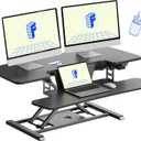 FLEXISPOT 40" Electric Standing Desk Converter, Height Adjustable Riser, Sit to Stand Monitor and Laptop Workstation with Wide Keyboard Tray, Black