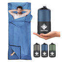 Sleeping Bag Liner, Self Tan Sleep Sack, Adult Sleep Sack, Two-Way-Zipper Expose Feet Separately, Portable Single Camping Travel Sheets for Hotel,Hostels,Business Trips
