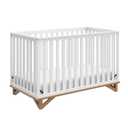 Storkcraft Santa Monica 5-in-1 Convertible Crib (White with Vintage Driftwood)  GREENGUARD Gold Certified, Modern Design, Two-Tone Baby Crib, Converts to Toddler Bed, Daybed and Full-Size Bed
