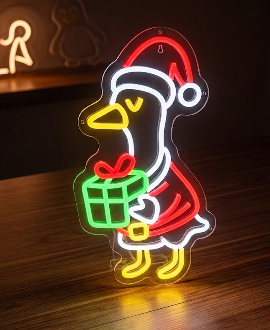 Christmas Neon Sign for Wall Decor Dimmable Christmas Goose LED Neon Light for Party Bedroom Christmas Decor for Window Kids Room Santa Claus Sign Festival Gifts for Kids Size 15.7 * 8.7in(GLNA004)
