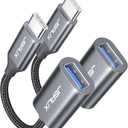 JSAUX USB C to USB 3.0 Adapter [2 Pack], USB C Male to USB Female OTG Cable Adapter Compatible with MacBook Pro/Air, iPhone 17 Pro Max/iPhone Air/17e/16e/16/15 Series, Samsung Galaxy S25/S24/S23 (Grey)
