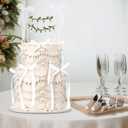 2 x Honeydak 11 Pcs Wedding Cake Topper, Vintage Affair Rustic Just Married Bunting with Pearl Bow Cake Decor or Cheese Bunting, Handmade Pennant Flags with Wood Pole Ivory(Leaves,White)